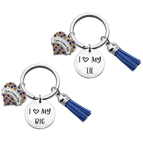 CENWA Sigma Gamma Rho Inspired Jewelry I Love My Big/Lil Keychain Set 1922 Sorority Paraphernalia Gift for Soror Sisters CENWA Sigma Gamma Rho Inspired Jewelry I Love My Big/Lil Keychain Set 1922 Sorority Paraphernalia Gift for Soror Sisters