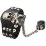 MIXIA Vintage Gothic Leather Snake Animal Finger Adjustable Ring Set Steampunk Skull Wolf Head Charm Hand Chain Harness Slave Bracelets Bangle