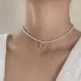 REQU Girl Women Korean Wild Pearl Necklace Trendy Clavicle Chain with Love Heart Pendant Choker Fashion Jewelry