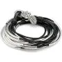 Lizzy Classic Silverplated 4 Strand Metallic Gunmetal Leather Wrap Bracelet (Large (6 5/8'' - 7''))