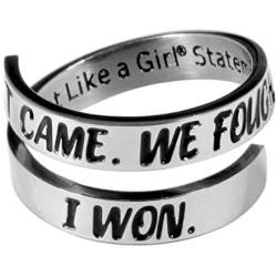 It Came. We Fought. I Won. Survivor Stainless Steel Open Wrap Ring