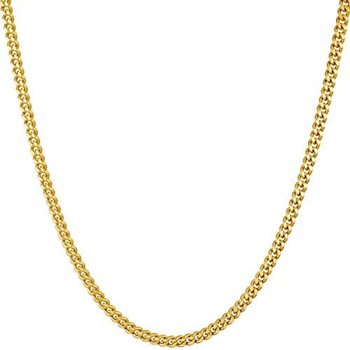 Lifetime Jewelry 2.2mm Curb Link Chain Necklace for Women & Men 24k Gold Plated