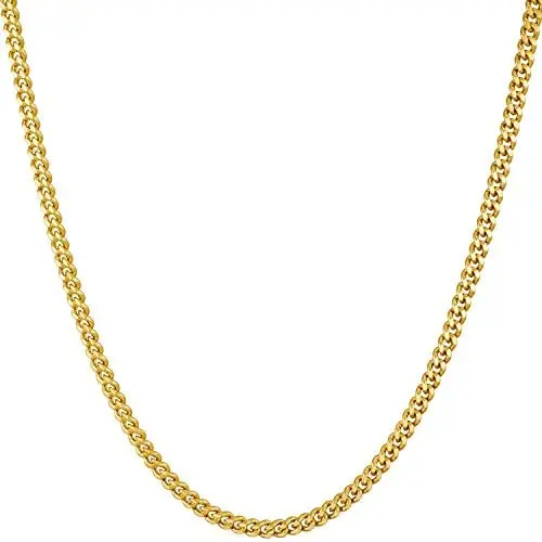 Lifetime Jewelry 2.2mm Curb Link Chain Necklace for Women & Men 24k Gold Plated Lifetime Jewelry 2.2mm Curb Link Chain Necklace for Women & Men 24k Gold Plated
