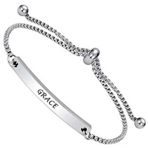 Dainty Adjustable Slide Bracelet -GRACE- Inspiration Quotes Engraved Jewelry, Encouragement Gift for Girlfriend, Sisters, Niece, Granddaughter Dainty Adjustable Slide Bracelet -GRACE- Inspiration Quotes Engraved Jewelry, Encouragement Gift for Girlfriend, Sisters, Niece, Granddaughter