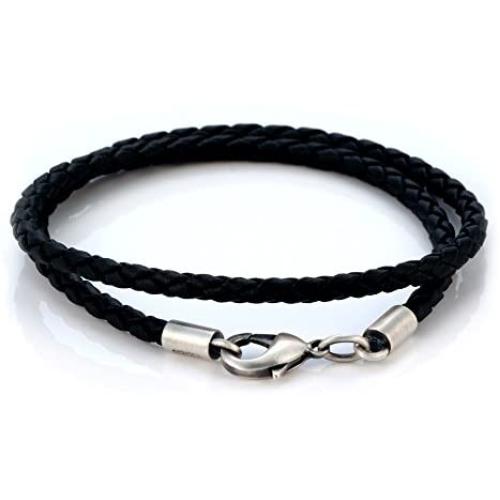 Bico 4mm (0.16 inch) Black Braided Necklace (CL14 Black)