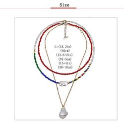YBMYCM Rainbow Bead Necklace - Boho Tiny Beaded Choker Necklace Jewelry Gifts for Women