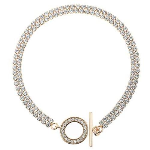 AF Diamond Tennis Bracelet 2 Rows Copper 18K Gold Plated 2MM AAA Cubic Zirconia Bracelet for Women Jewelry Wedding Gift Size 7 lnch (Rose Gold)