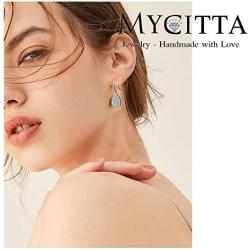 Mycitta Crystal Wedding Bridal Jewelry Set Teardrop Pendant Necklace Drop Dangle Earrings Set for Bride Bridesmaids Mother of Bride Prom Party Formal Jewelry Set for Women