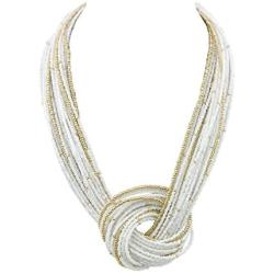 Bocar Seed Beads Multilayer Chunky Bib Statement Knot Necklace