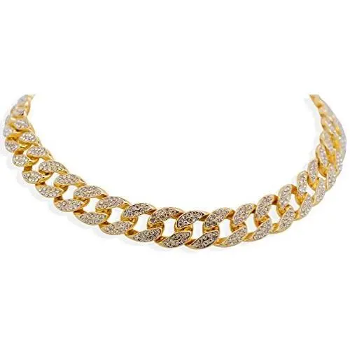Time scent Hip Hop Iced Out Premium Microphone Miami Cuban Choker Tennis Chain Necklace Time scent Hip Hop Iced Out Premium Microphone Miami Cuban Choker Tennis Chain Necklace