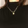 JAYUMO Lock Necklaces for Women Girls Cute Padlock Punk Choker Chain Necklaces Set Gold & Silver Tone