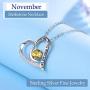 Sterling Silver Fine Jewelry for Her Birthday Gifts Mom Wife I Love You to the Moon and Back Necklace Birthstones Ruby Peridot Blue Sapphire Pink Tourmaline Citrine Heart Jewelry