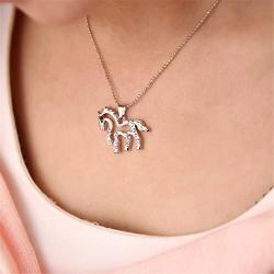 Mayfun Horse Jewelry Full Rhinestone Horse Charm Little Horse Pony Pendant Necklace for Girls Women