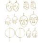 Thunaraz 6Pairs Face Earring Set Geometric Modeling Dangle Hollow Face Hand Shape Drop Earring for Women Teens Girls