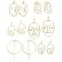 Thunaraz 6Pairs Face Earring Set Geometric Modeling Dangle Hollow Face Hand Shape Drop Earring for Women Teens Girls