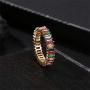 Rainbow Square Baguette Zircon Engagement Ring Colorful Cubic Zirconia Stackable Eternity Band Ring Gold Filled Copper Geometric Thin Line Multicolor Pava CZ Finger Ring for Women Girl Party Jewelry