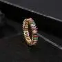 Rainbow Square Baguette Zircon Engagement Ring Colorful Cubic Zirconia Stackable Eternity Band Ring Gold Filled Copper Geometric Thin Line Multicolor Pava CZ Finger Ring for Women Girl Party Jewelry