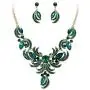 BriLove Womens Wedding Bridal Crystal Floral Leaf Enamel Statement Necklace Dangle Earrings Set BriLove Womens Wedding Bridal Crystal Floral Leaf Enamel Statement Necklace Dangle Earrings Set