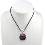 SUVANI Handmade Glass Jewelry Abstract Art Black Pink Purple Round Pendant Necklace 18'' SUVANI Handmade Glass Jewelry Abstract Art Black Pink Purple Round Pendant Necklace 18''