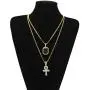 putouzip Men Women 18K Gold Plated CZ Fully Iced Out Ruby Egyptian Ankh Key Cuban Chain Pendant Set putouzip Men Women 18K Gold Plated CZ Fully Iced Out Ruby Egyptian Ankh Key Cuban Chain Pendant Set