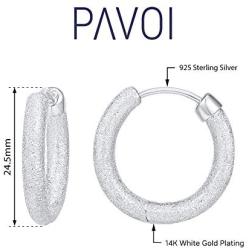 PAVOI 14K Gold Plated 925 Sterling Silver Lightweight Textured Hoop Earrings for Women | Gold Earrings for Women