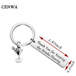 CENWA Wedding Bartender Gift Thank You for Keeping The Drinks Flowing Keychain Thank You Gift for Bartender/Waiter/Waitress