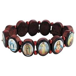 Needzo Oval Panel Beads Devotional Saints Bracelet, 6 1/2 Inch