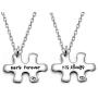 Couple Pendant Necklace Puzzles Valentine Birthday Gifts Boyfriend Girlfriend Jewelry Set 2pcs - His Always Her Forever