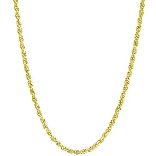 18K Gold 1.5MM Diamond Cut Rope Chain Necklace - Made in Italy -14''-30'' - Yellow, White, Or Rose Gold 18K Gold 1.5MM Diamond Cut Rope Chain Necklace - Made in Italy -14''-30'' - Yellow, White, Or Rose Gold