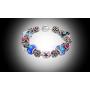 Savlano Silver Tone Charm Bracelet with Crystal and Murano Glass Beads Snake Chain for Women & Girls