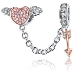 BAMOER 925 Sterling Silver Dangle Charms Pearl Cubic Zirconia Charm Beads for Women for Bracelet Necklaces