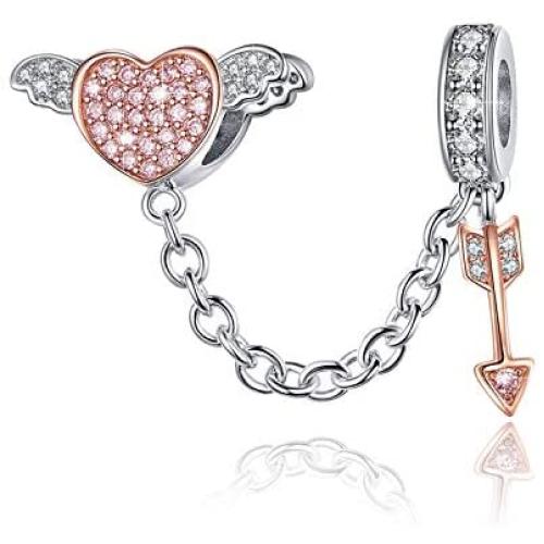 BAMOER 925 Sterling Silver Dangle Charms Pearl Cubic Zirconia Charm Beads for Women for Bracelet Necklaces