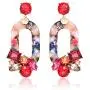 BSJELL Acrylic Resin Dangle Earrings For Women Statement Floral Tortoise Shell Hoop Earrings Crystal Multicolor Oval Geometric Drop Earrings Fashion Jewelry