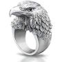 ABJFJE Retro Viking Alloy Eagle Ring Vintage Silver Statement Eagle Ring Punk Gothic Biker Band Engagement Gift Jewelry Ring for Men Boy