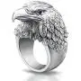 ABJFJE Retro Viking Alloy Eagle Ring Vintage Silver Statement Eagle Ring Punk Gothic Biker Band Engagement Gift Jewelry Ring for Men Boy ABJFJE Retro Viking Alloy Eagle Ring Vintage Silver Statement Eagle Ring Punk Gothic Biker Band Engagement Gift Jewelry Ring for Men Boy