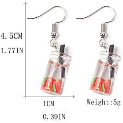 GUOXIAOMEI Hot Creative 4 pairs Unique Bubble Tea Drop Earrings for Women Personality Milk Tea Drink Earring Funny Party Jewelry Girl Gift