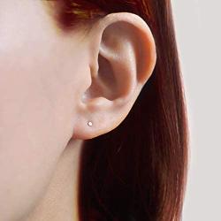 CHESKY 14K Gold Plated Tiny Dot Stud Earrings Dainty Bar Circle Polished Ball Ear Studs Hypoallergenic Geometric Cartilage Tragus Earrings