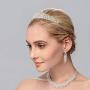 Monai Womens Vintage Cubic Zirconia Simulated Baroque Pearl Crystal Flower Bridal Necklace Earrings Jewelry Set, 3 pcs 4 pcs 5 pcs