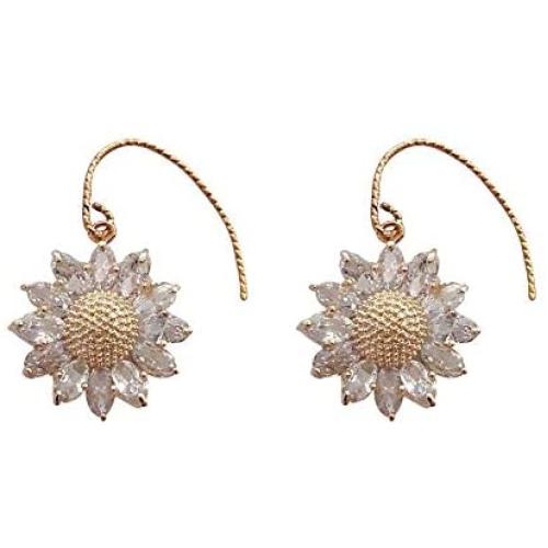 MFHUNX Sunflower Necklace Earrings Set for Women 18K Gold Plated You are My Sunshine Daisy Pendant Hypoallergenic Jewelry Sets Fashion Gifts for Girls