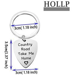 HOLLP John Denver Inspired Jewelry Country Road Take Me Home Guitar Pick Keychain Gift for Guitar Lovers