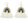 3 Pairs Colorful Layered Tassel Earrings Set Rainbow Trendy Bohemian 3 Tier Fringe Statement Dangle Drop Earrings Dainty handmade Braid Earring Set for Women Girls Jewelry
