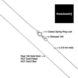 Kooljewelry 14k White Gold 0.6 mm Diamond-cut Cable Chain Necklace (16, 18, 20, 22, 24 or 30 inch)