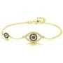 Kaletine Blue Evil Eyes Link Bracelet Sterling Silver 925 Cubic Zirconia Chain Adjustable 6.7'' 7'' 7.5''