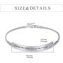 “She Believed She Could So She Did” Sterling Silver Engraved Inspirational Adjustable Bracelet Graduation Gift for Her, Women (White Gold Plated)