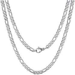 Ldurian Stainless Steel Chain, Non Tarnish Necklace for Men Women, Rope Figaro Box Rolo Chain, Cheap Silver Gold Jewelry, Gift for Husband Son