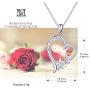 NINAMAID Valentines Day Gifts Womens Flower Rose Necklace 925 Sterling Silver Love Heart Pendant Necklace Jewelry for Womens Girls Wife Adjustable Chian with 5A Cubic Zirconia