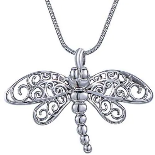 HooAMI Cremation Jewelry for Ashes Silver Dragonfly Pendant Memorial Urn Necklace HooAMI Cremation Jewelry for Ashes Silver Dragonfly Pendant Memorial Urn Necklace