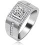 Uloveido Mens Square Wedding Band Cubic Zirconia Comfort Fit Gold/Platinum/Rose Gold Plated Engagement Ring Size 6 7 8 9 KR201