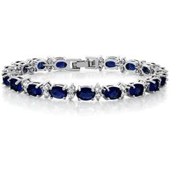 Gem Stone King 20.00 Ct Gorgeous Oval and Round 7 Inch Sparkling Cubic Zirconia CZ Tennis Bracelet