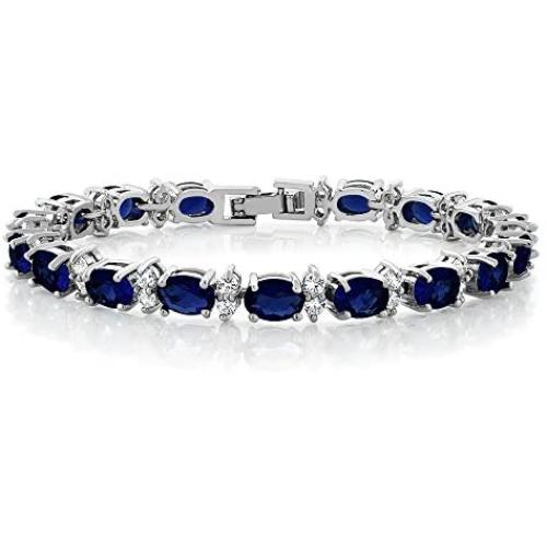 Gem Stone King 20.00 Ct Gorgeous Oval and Round 7 Inch Sparkling Cubic Zirconia CZ Tennis Bracelet